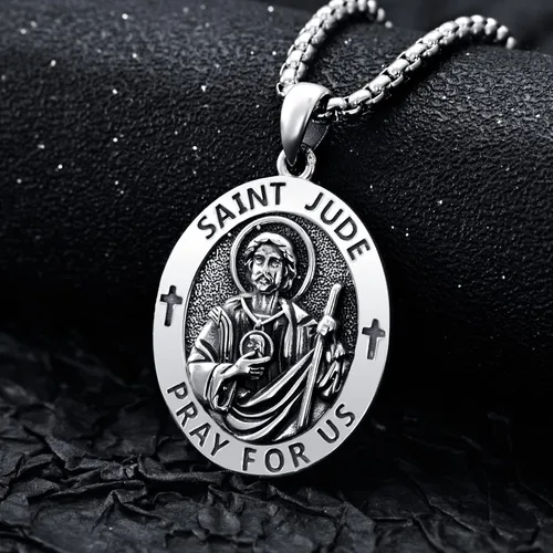 Miniatura 121 de CEKAMA - Collar de plata de ley 925 con dije de amuleto para hombres y mujeres, con cadena de 0.098 in, 22 pulgadas + 2 pulgadas