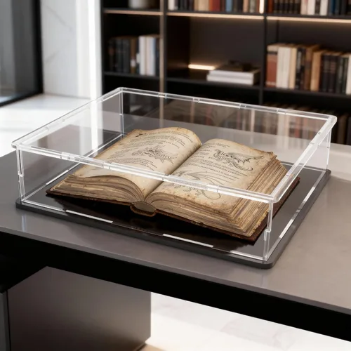 Miniatura 14 de Estuche acrílico de 8 pulgadas para exhibición, caja de acrílico transparente para coleccionables, funda de vidrio alternativo con soporte negro