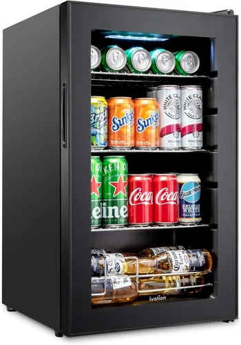 Ivation – Refrigerador de bebidas para 101 latas. Mini refrigerador de bebidas ultra fresco independiente para cerveza, cócteles, refrescos, jugos