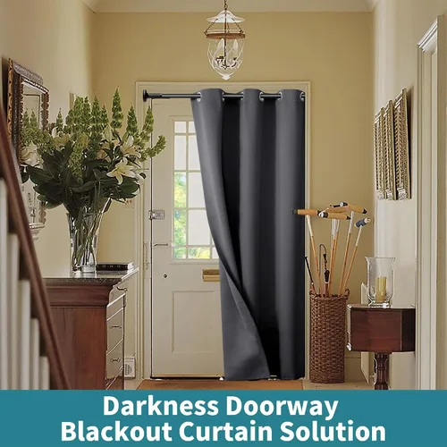 Miniatura 4 de BGment Cortina oscura gris para puerta de 78" de largo para entrada, cortina para armario de dormitorio, cortina divisora con aislamiento térmico