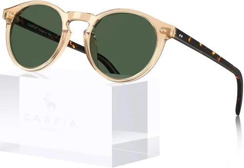 Miniatura 16 de CARFIA Gafas de sol redondas de acetato para hombre, polarizadas, protección UV, gafas de sol clásicas retro CA5289L