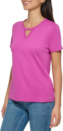 Miniatura 2 de Calvin Klein Camiseta casual de manga corta con cuello acanalado de 1 x 1 para mujer
