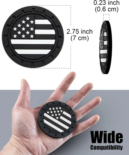 Miniatura 4 de Portavasos para automóvil, paquete de 4 unidades, bandera estadounidense de 2.75 pulgadas, antideslizante, a prueba de golpes, alfombrilla