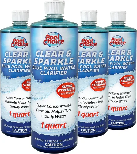 SpaChoice Paquete de 4 clarificadores de agua para piscina, transparente y azul brillante, de 1 cuarto de galón, fabricado en Estados Unidos