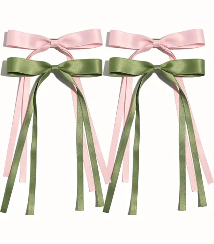 Miniatura 16 de LFOUVRE 4 pinzas para el cabello para mujer, lazo con borla y cola larga, clip para niña, accesorios sólidos, pasadores y lazo de garra
