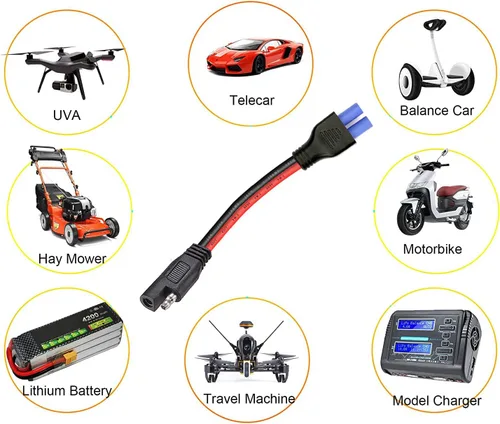 Miniatura 4 de Conector hembra 10AWG Ec5 a SAE, paquete de 2 cables SAE a EC5 de alimentación automotriz, adecuado para batería solar de coche, 5.9 in
