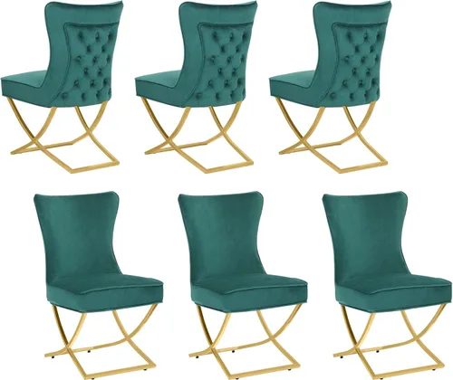 Miniatura 23 de LOULENS Elegance - Juego de 2 sillas de comedor de terciopelo, lujosas sillas de comedor tapizadas acolchadas, sillas decorativas de terciopelo real