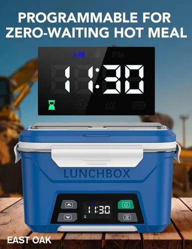 Miniatura 3 de EAST OAK Fiambrera eléctrica inalámbrica para adultos, lonchera calentada a pilas con calefacción automática, calentador de alimentos portátil