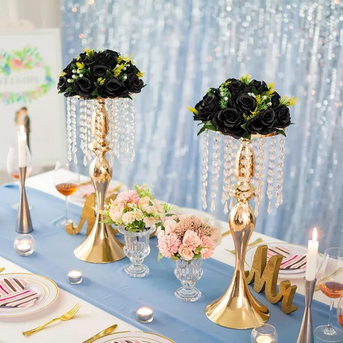 Miniatura 3 de Centros de mesa de flores para mesas de boda: decoraciones de mesa de Halloween, bolas de flores negras, centros de mesa para compromiso, ceremonia
