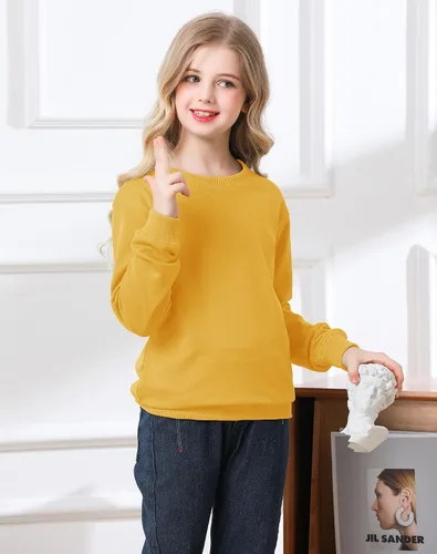 Miniatura 2 de Bingerlily Sudadera casual de manga larga para niñas, cuello redondo, lindo suéter de ajuste relajado