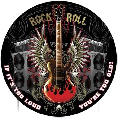 Ylens Rock and Roll - Póster de metal redondo retro vintage para decoración de pared, 12 x 12 pulgadas