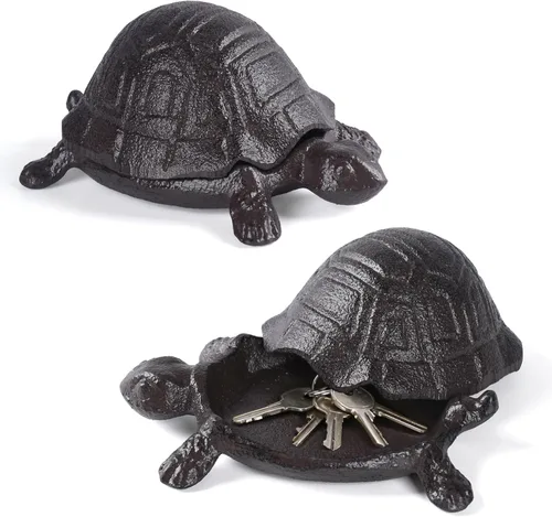 Miniatura 10 de Llavero de tortuga de hierro fundido, decorativo para interiores y exteriores, para jardín, patio, joyas, baratijas, cajas fuertes de desviación