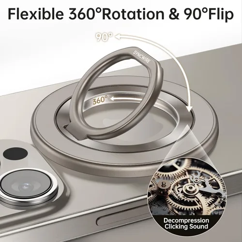 Miniatura 2 de SYNCWIRE Soporte de Anillo Magnético para Teléfono para MagSafe, Soporte de Agarre para Teléfono Celular con Rotación de 360°, Anillo para Dedo