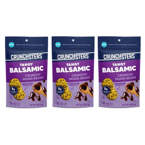 Crunchsters Frijoles mungos germinados, proteína a base de plantas, superbocadillo y aderezo para ensalada, sin gluten, sin nueces, vegano, 0.18