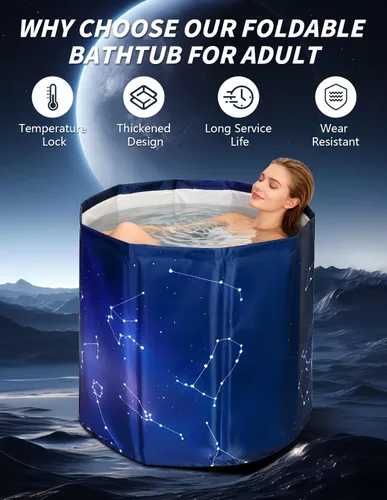 Miniatura 5 de Bañera portátil para adultos, bañera plegable independiente para ducha, bañeras de hielo caliente con espuma térmica gruesa para mantener