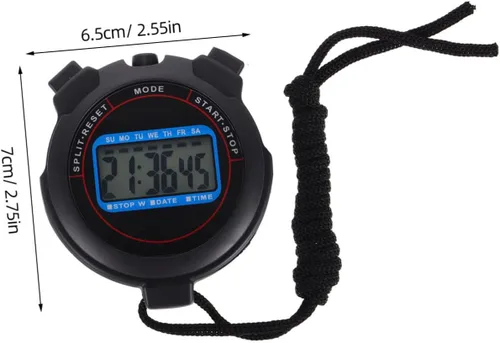 Miniatura 2 de GANAZONO Cronómetro digital con pantalla de fecha, temporizador de alta precisión para natación, correr, entrenamiento, portátil, ligero