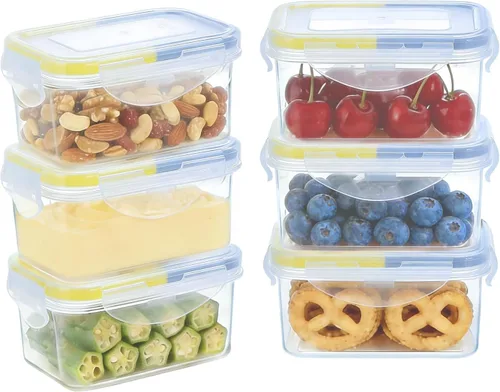 KIGI Pequeño recipiente de plástico para almacenamiento de alimentos para aperitivos, almuerzo y preparación de comidas, sin BPA, tapas herméticas,