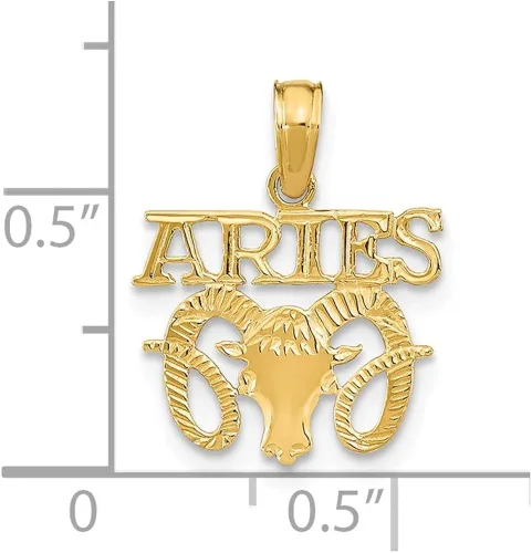 Miniatura 2 de Colgante de oro amarillo macizo de 14 quilates con diseño de bloque Aries 0.669in x 0.512in