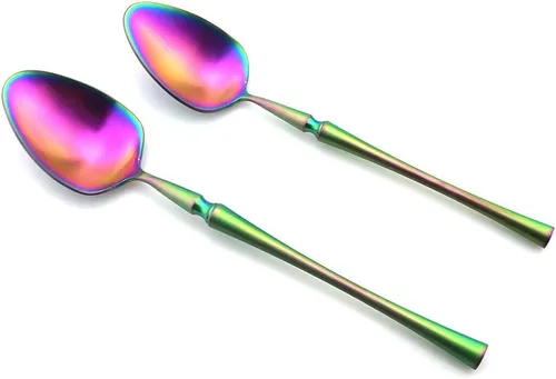 Miniatura 4 de JASHII Juego de cubiertos de lujo Rainbow mate, 6 piezas de cubiertos de acero inoxidable 18/10, juego de vajilla de vajilla de vajilla de platos