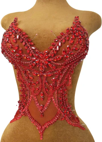 Miniatura 7 de Parches de encaje con cuentas a mano, disfraces, apliques con cristales de diamantes de imitación para manualidades, protege bodas, fiestas