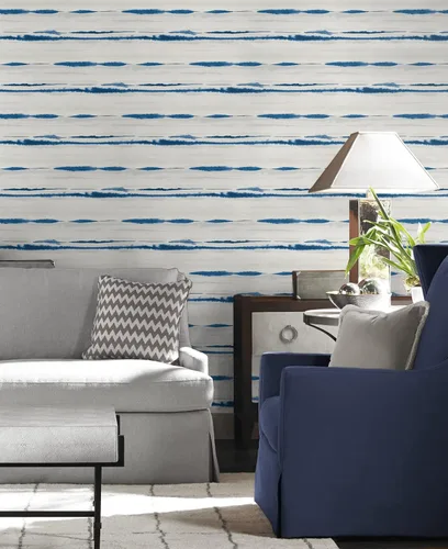 Miniatura 7 de Lillian August Luxe Haven Horizon Stripe - Papel tapiz para despegar y pegar (azul Oasis)