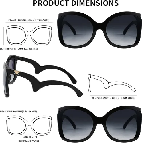 Miniatura 5 de FEISEDY gran tamaño cuadrado mariposa gafas de sol curvado brazo rizado marco mujeres moda sombras B4035