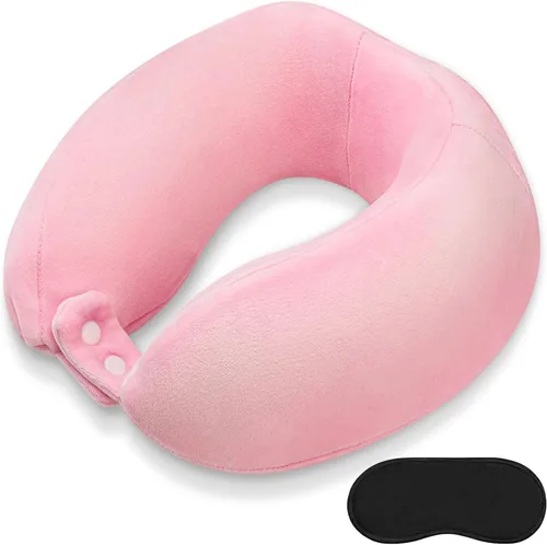 Miniatura 8 de Almohada de cuello de espuma viscoelástica para el cuello de avión con funda de terciopelo, almohada suave de avión para dormir, almohada de viaje