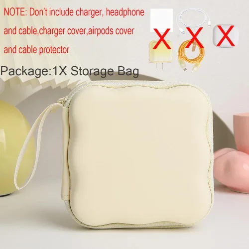 Miniatura 2 de Funda de almacenamiento para cargador, diseño de ondas, protector de cargador de viaje, organizador de cables para auriculares, caja