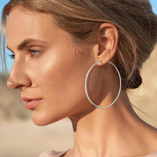 Miniatura 5 de Gacimy Gold Aretes de aro para mujer, chapados en oro real de 14 quilates, plata de ley 925 con poste de oro para mujer