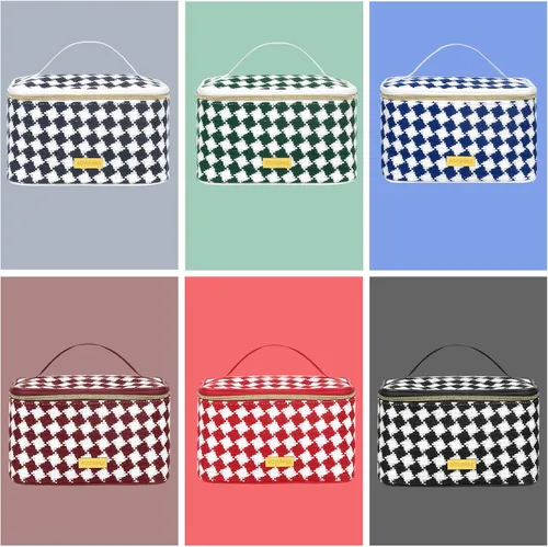 Miniatura 7 de AOYUNHUI Bolsa de maquillaje, bolsa de cosméticos portátil con asa, bolsa de gran capacidad, bolsa con cremallera, organizador de cosméticos