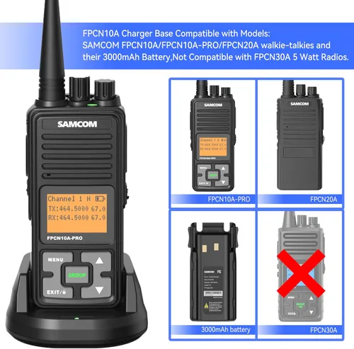 Miniatura 4 de SAMCOM Base de carga FPCN10A, compatible con FPCN10A FPCN10A-RPO FPCN20A Walkie-Talkie y batería separada de 3000 mAh, cargador de escritorio