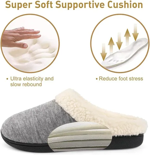 Miniatura 2 de Wishcotton Pantuflas de casa Sherpa con espuma viscoelástica para mujer para interiores y exteriores