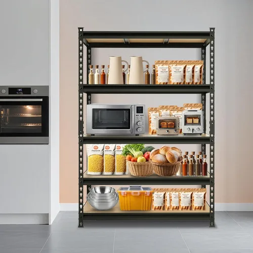 Miniatura 9 de Big RED Estantería de almacenamiento, 5 niveles ajustables, estantes de garaje de metal resistente/estante de utilidad para cocina, despensa