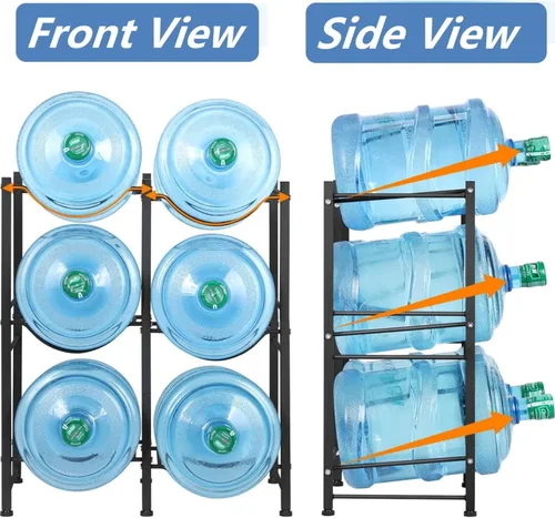 Miniatura 4 de LIANTRAL Soporte para Jarra de Agua de 5 Galones, Estante de Almacenamiento de Botellas de Agua de 5 Galones, 5 Niveles, Plata