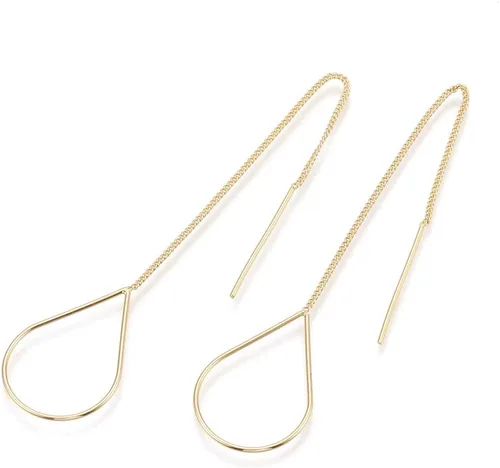 Miniatura 9 de Craftdady 10 hilos de cadena larga de oro de 18 quilates de 2.85 pulgadas de bola/cruz de eslabones colgantes con puente, anillo de salto