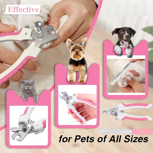 Miniatura 3 de Juego de 7 cepillos de aseo para perros y gatos, cepillo deslizante autolimpiante, cortaúñas y lima para mascotas, peine de pulgas, cepillo de baño