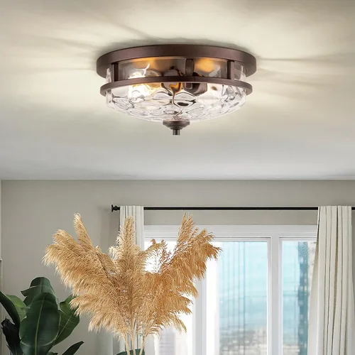 Miniatura 3 de Edwarmlux Lámparas de techo empotradas, lámpara de techo de granja de 2 luces cerca del techo, lámpara de techo industrial para cocina, pasillo