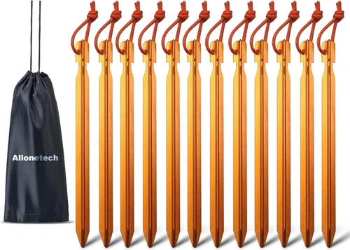 Miniatura 10 de Paquete de 12 estacas para tienda de campaña, estacas de aluminio 7075 para camping, estacas ligeras para tienda de campaña de servicio pesado