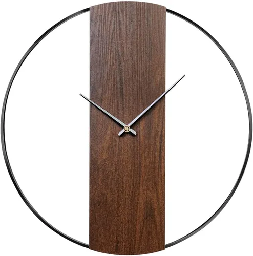Miniatura 16 de Reloj de pared negro de 16 pulgadas decorativo, moderno reloj de metal para sala de estar, funciona con pilas, silencioso, sin tictac, números