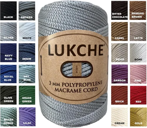 Miniatura 20 de Cordón de macramé de poliéster premium de 3 mm (134.72 metros), (250 g) 100% cuerda de macramé de polipropileno, hilo de crochet de macramé colorido