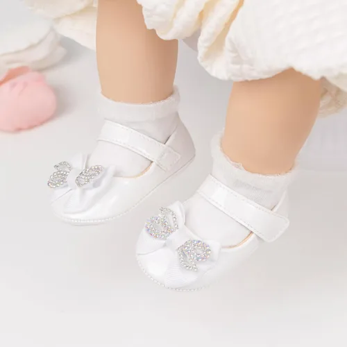 Miniatura 3 de Zapatos planos Mary Jane para bebés y niñas, suela de goma antideslizante con Bownot para primeros pasos, zapatos de vestir de boda de princesa