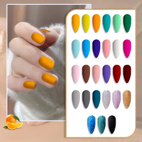Miniatura 2 de JEWHITENY Juego de 30 esmaltes de uñas de 27 colores, verde, azul, rosa, naranja, Gitter Sock Off Gel Polish con capa base superior mate y brillante