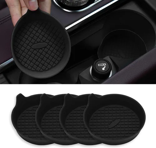 Juego de 4 posavasos para tazas de coche, posavasos de silicona con inserto para portavasos de coche, tapetes para tazas de coche impermeables y