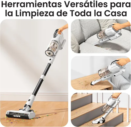 Miniatura 6 de Klarpul Aspiradora inalámbrica, 2 baterías, 140 minutos de tiempo de funcionamiento, 600 W, 50 Kpa, aspiradora inalámbrica, aspiradora de pie