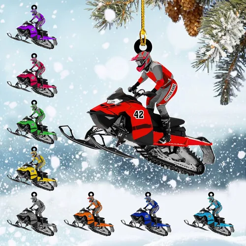 Miniatura 14 de Zapatos de motos de nieve personalizados personalizados adorno de Navidad de acrílico para amantes de motos de nieve (SM 1)