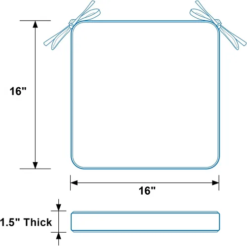 Miniatura 2 de GUEGLSA Cojines de asiento impermeables para interiores y exteriores, 16 x 16 pulgadas, cojín para silla de patio con lazos, almohadilla de asiento