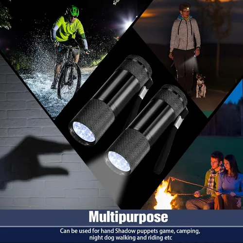 Miniatura 6 de VIHOSE 20 piezas de linternas mini a granel, luz de mano brillante de aluminio con cordón, linternas LED pequeñas para lectura nocturna, emergencia