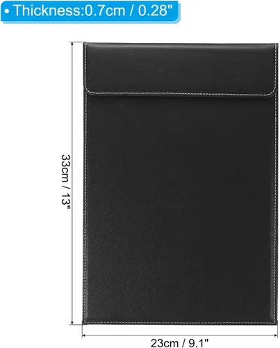 Miniatura 2 de PATIKIL Portapapeles de piel sintética A4 de 13 x 9.1 pulgadas, organizador de folio de negocios negro, para currículum, soporte para carpetas