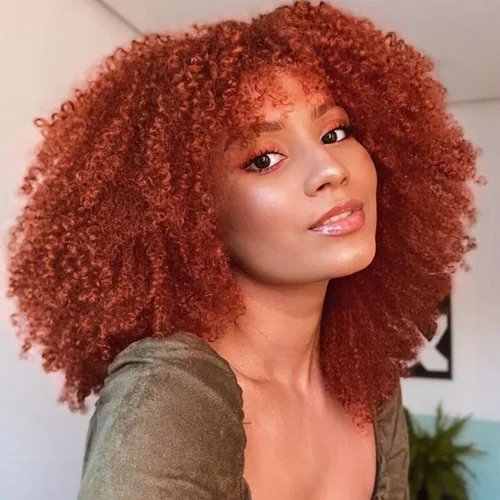 Miniatura 9 de Pelucas rizadas negras para mujeres negras, peluca afro corta negra rizada con flequillo, pelucas sintéticas resistentes al calor, pelucas negras