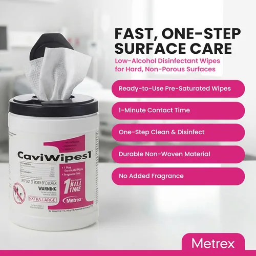 Miniatura 2 de Metrex CaviWipes1 Toallas desinfectantes de superficie XL – Toallitas desinfectantes no tejidas duraderas para superficies duras y no porosas